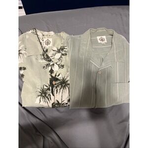 Paradise Collection Mens L Silk Hawaiian Floral Shirt Button Up Shirt Lot Of 2